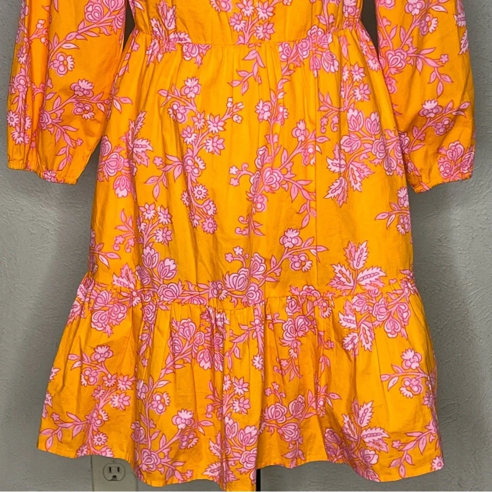J Crew Orange floral scoop neck mini dress
